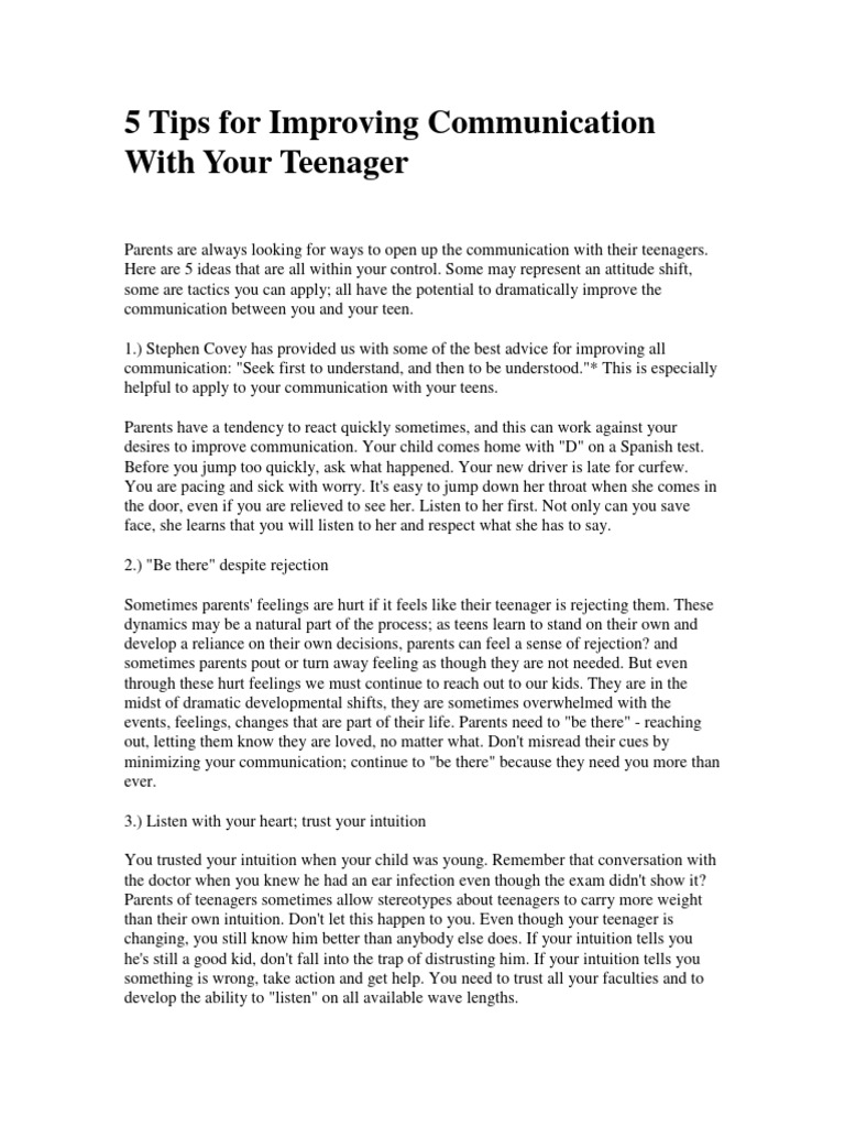 5 Tips for Improving Communication | PDF | Adolescence | Child Care