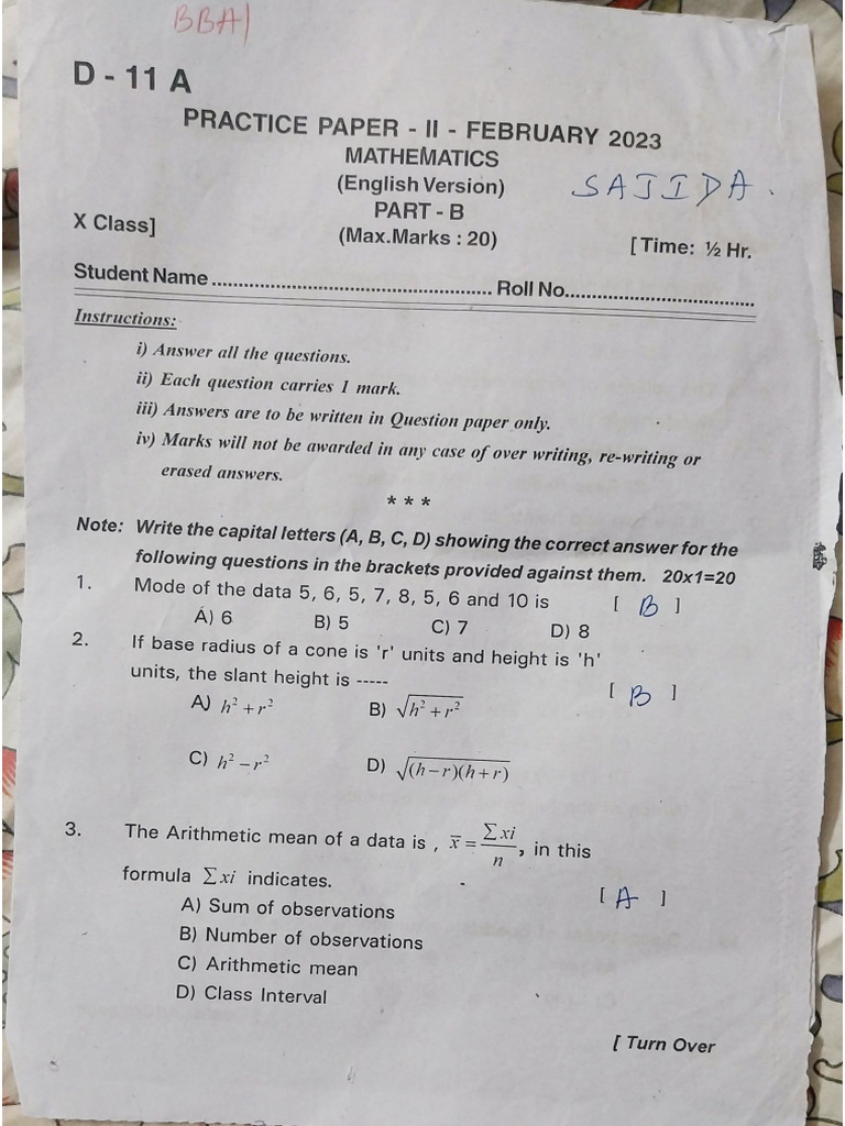10th CLASS MATHS PART-B | PDF