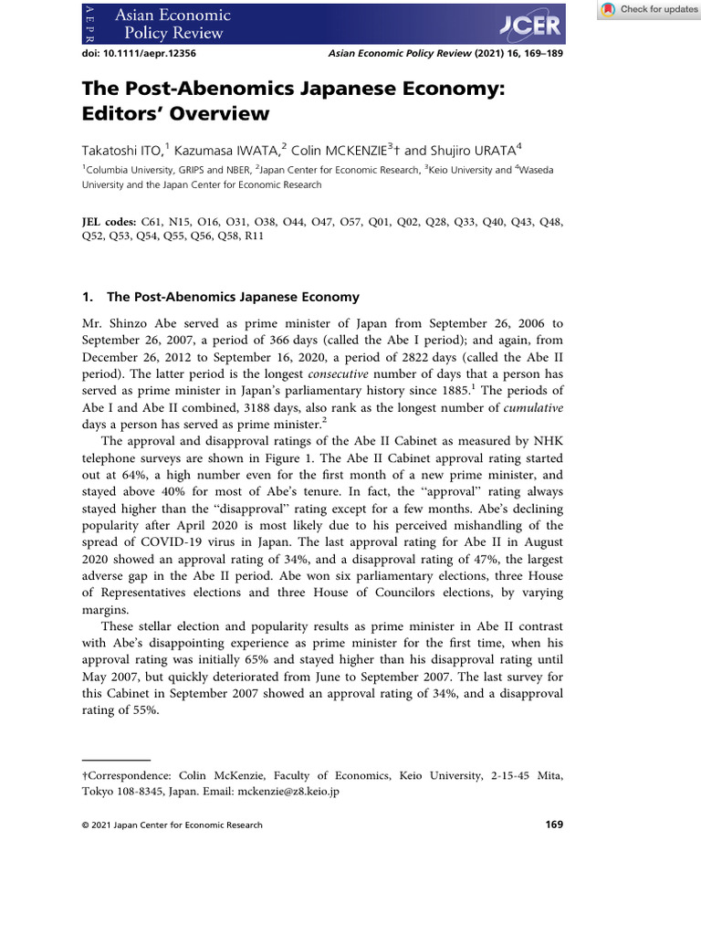 Asian Economic Policy Review - 2021 - Ito - The Post‐Abenomics Japanese ...