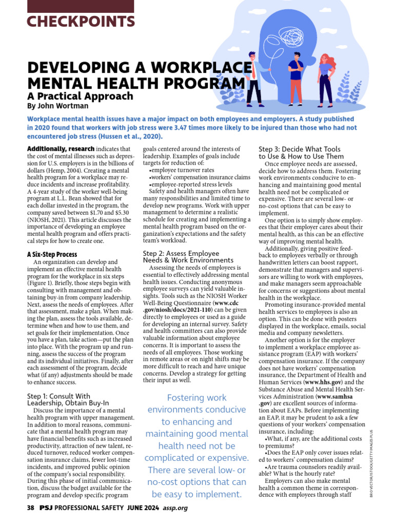Developing A Workplace Mental Health Program | PDF | Employment ...