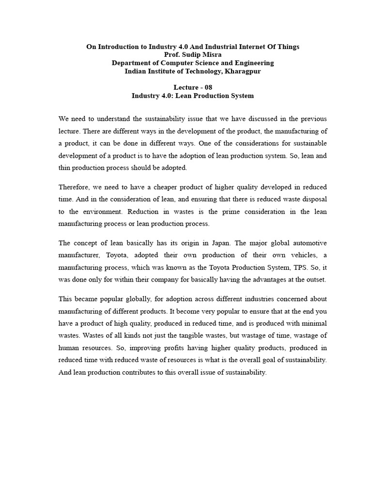 Lean Production System | PDF | Lean Manufacturing | Performance Indicator