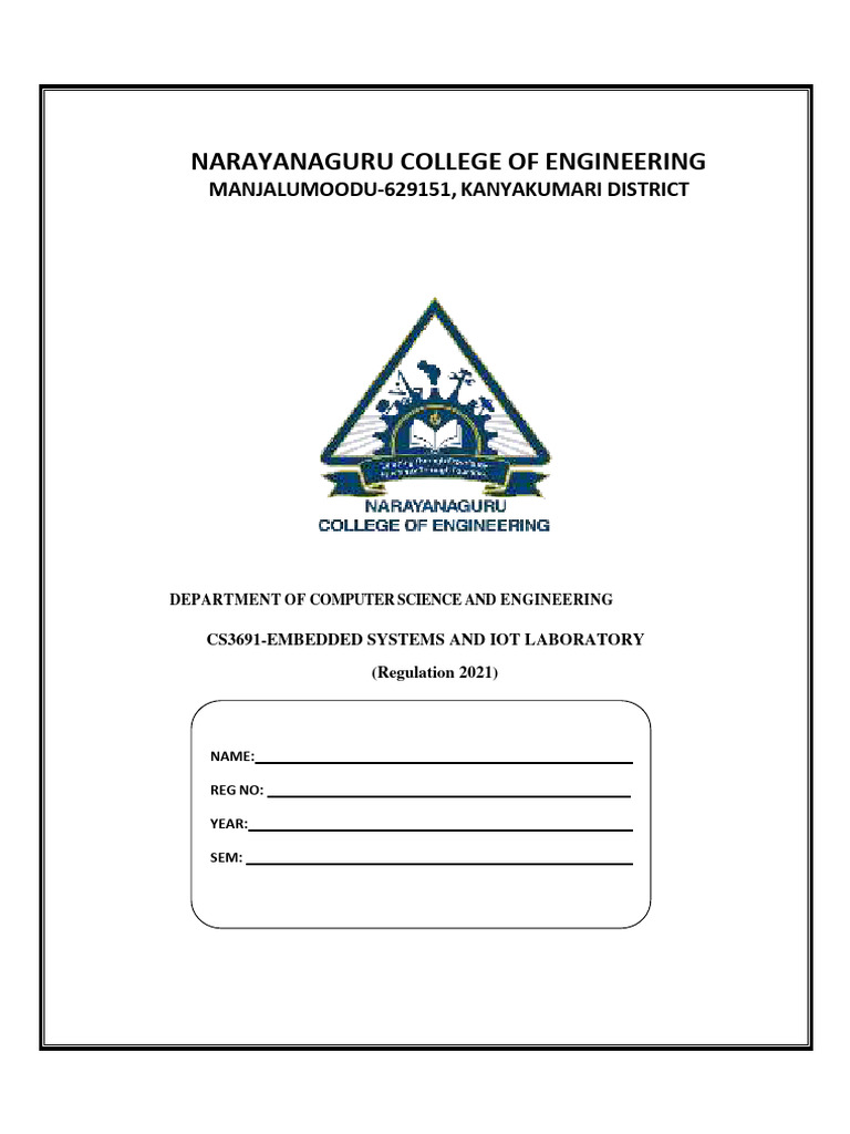Cse Embedded Lab Record | PDF | Python (Programming Language ...