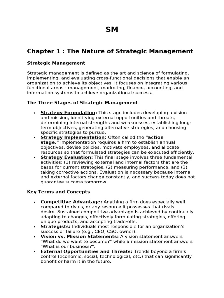 SM Notes | PDF | Strategic Management | Corporate Social Responsibility