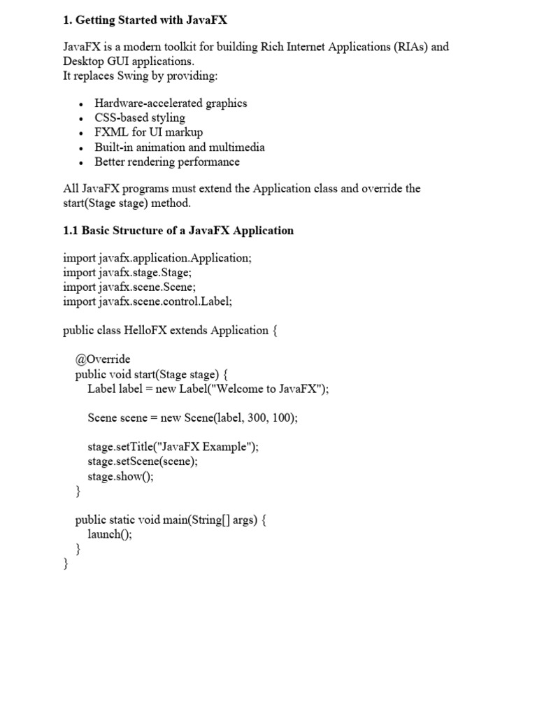 JAVA FX Part - I | PDF | Graphical User Interfaces | System Software