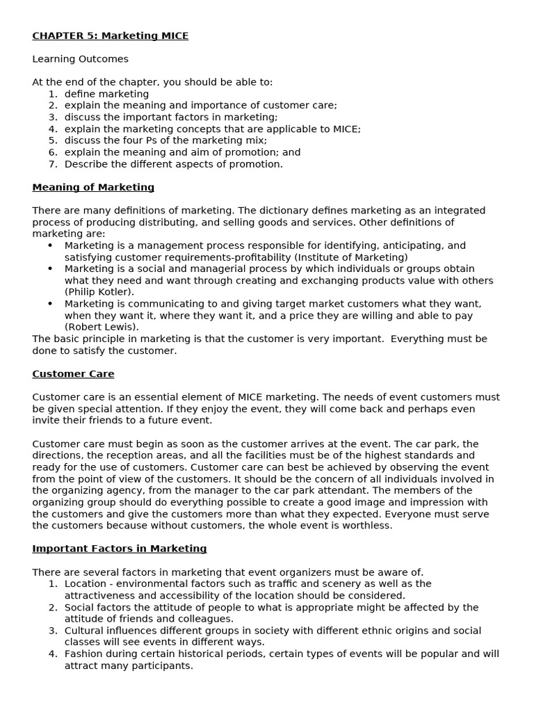 Chapter 5 MICE | PDF | Marketing | Swot Analysis