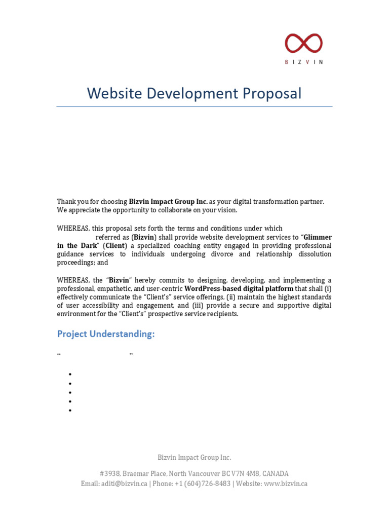 Glimmer in the Dark- Website Development Proposal | PDF | Web ...