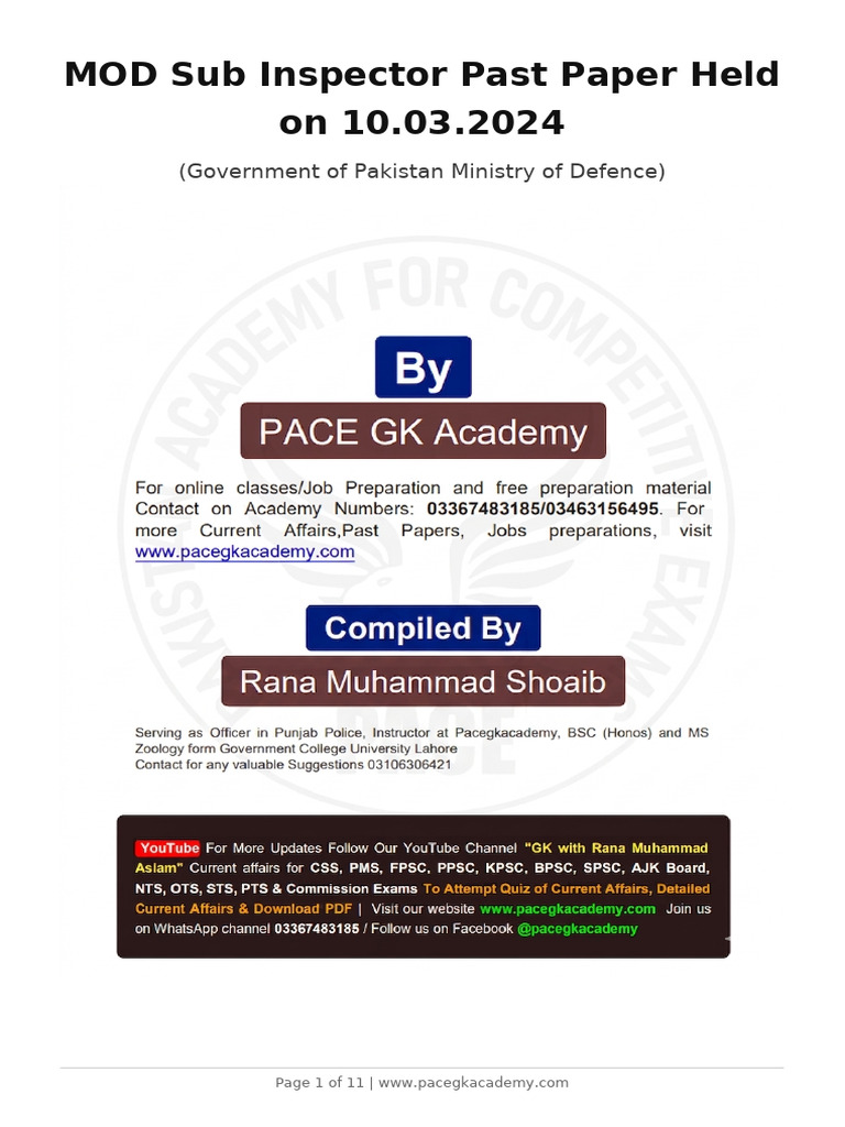 MOD Sub Inspector Past Paper Held on 10.03.2024_by_PACE | PDF