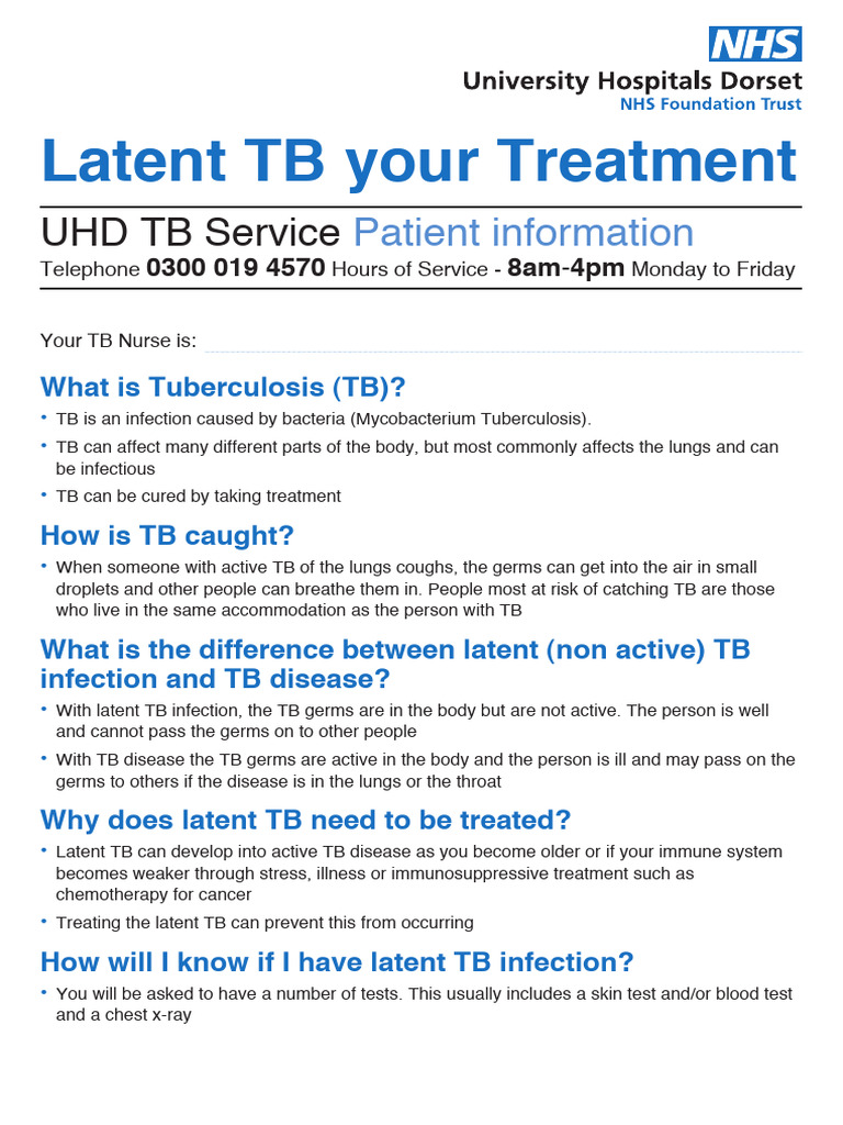 Latent TB Your Treatment | PDF | Tuberculosis | Infection