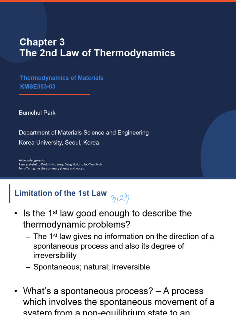 KMSE303 Lecture Note 3 | PDF | Heat | Entropy