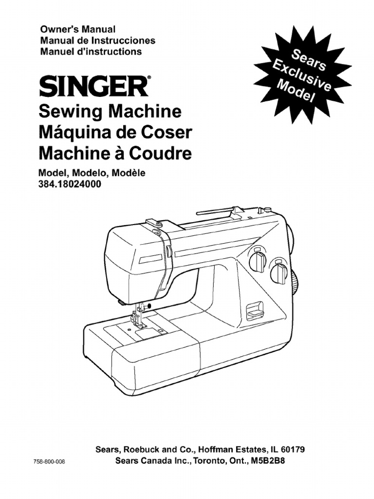 Singer Manual 384.18024000 | PDF | Sewing Machine | Needlework