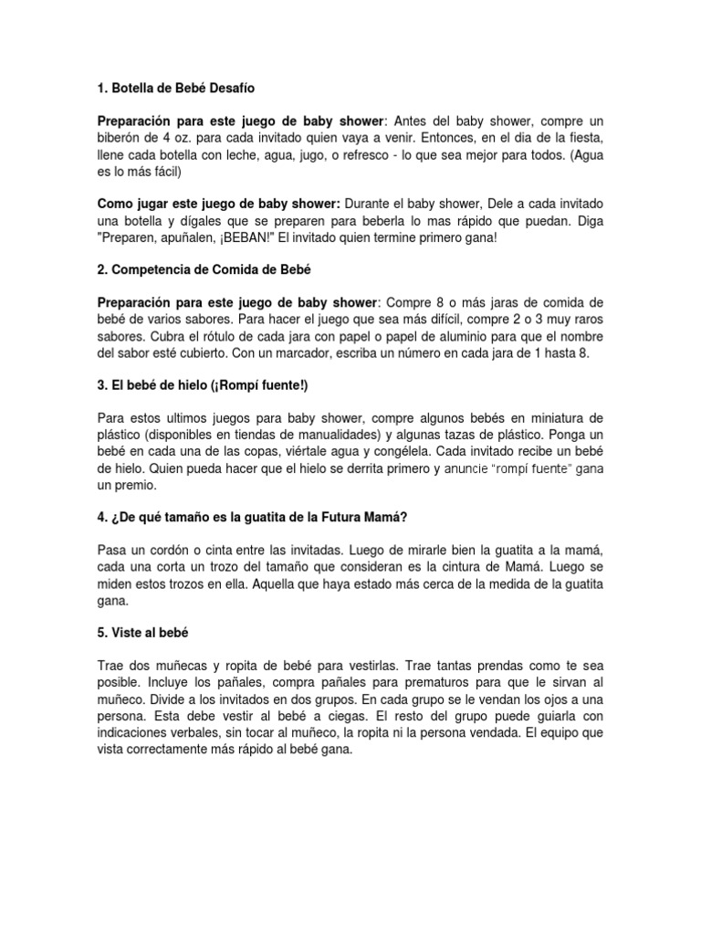 Juegos Baby Showe Juegos Baby Showe