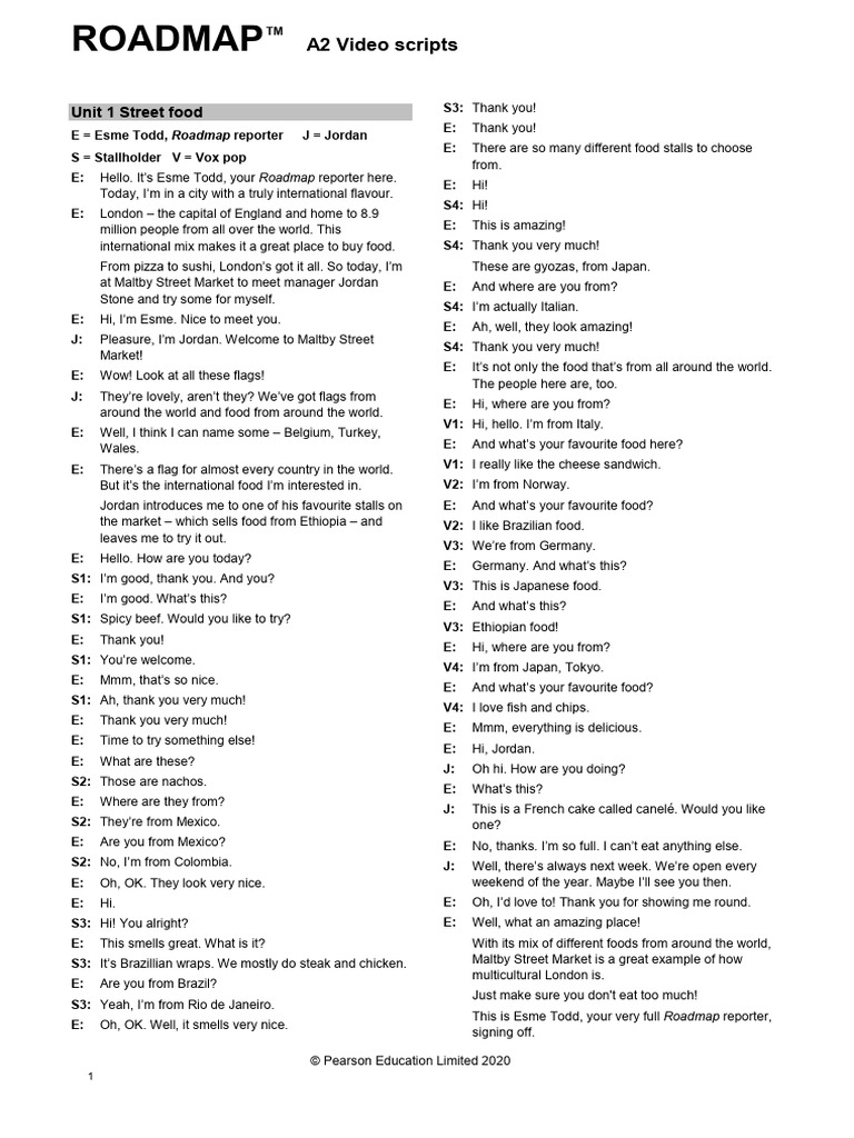 RM_A2_Video_scripts | PDF | William Shakespeare | Meal