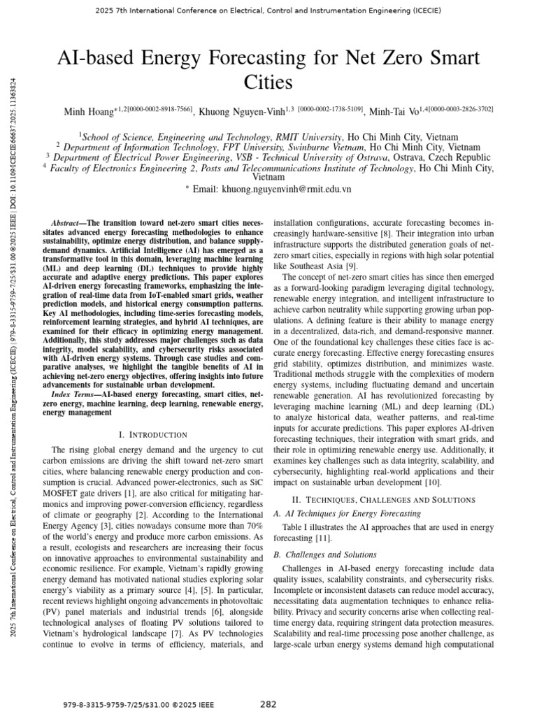 AI-based Energy Forecasting for Net Zero Smart Cities | PDF ...