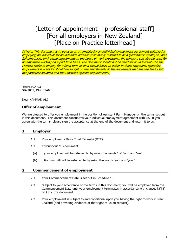 Mr Hammad Interim Job Letter | PDF | Sick Leave | Layoff