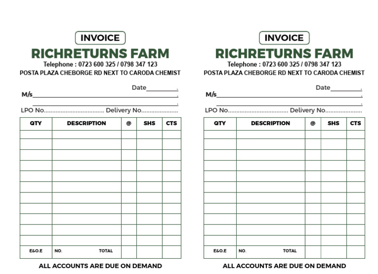 Richreturns Farm Invoice | PDF