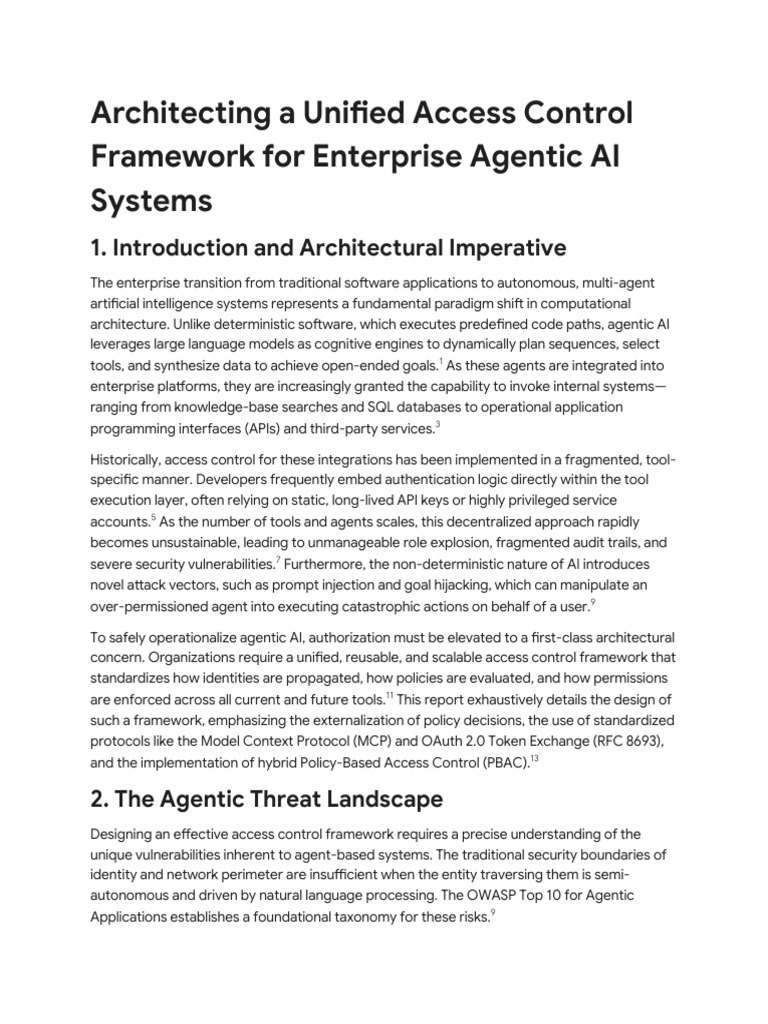 Unified Agent Access Control Framework Design | PDF | Databases ...