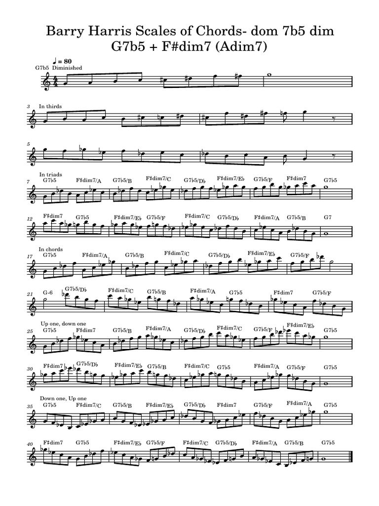 Barry Harris Scales of Chords- Practice | PDF | Melody | Music Theory
