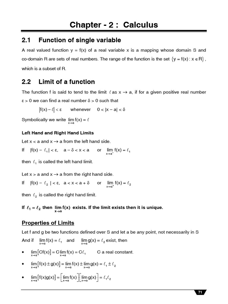 Calculus - Class Notes | PDF | Function (Mathematics) | Derivative