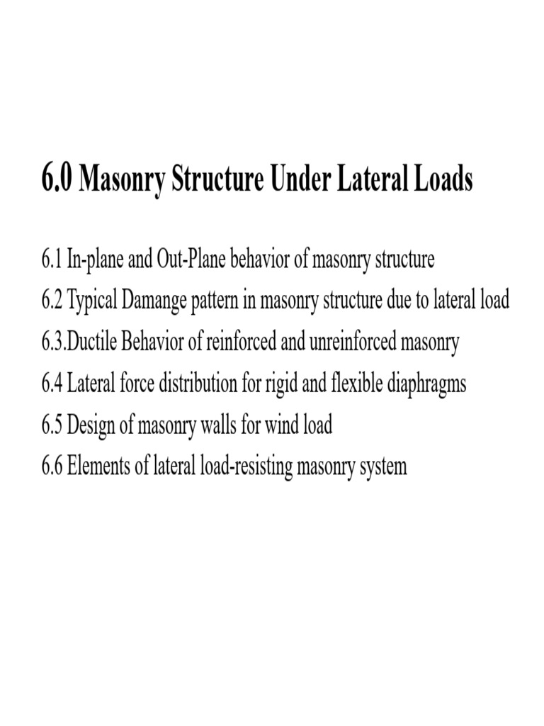 Ch 6 Masonry Structure under Lateral load | PDF | Earthquake ...