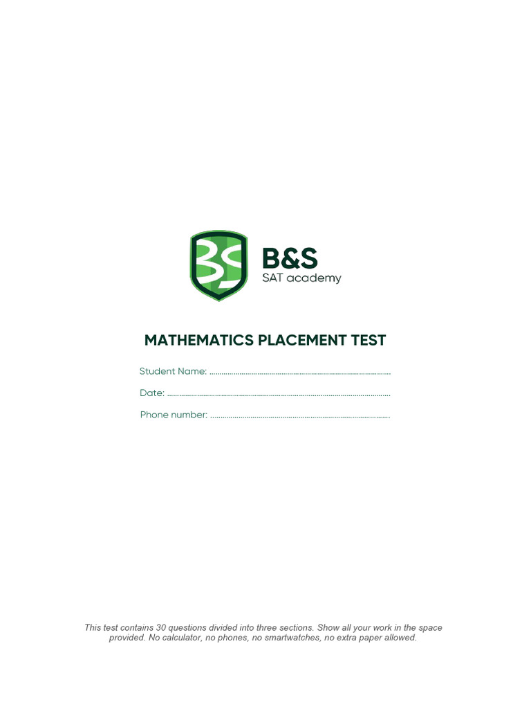 Math_Placement_Test-20251126174845 (2) | PDF | Elementary Mathematics ...