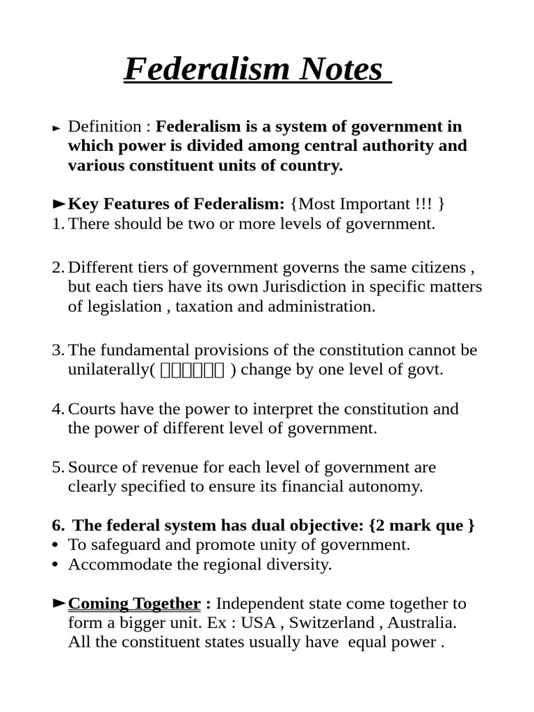 Federalism Notes Chapter 2 | PDF | Government | Justice