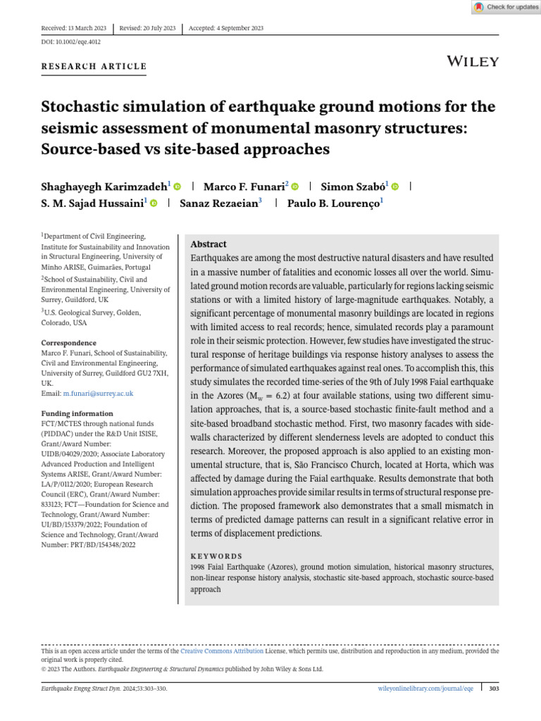 [2023] Stochastic Simulation of Earthquake Ground Motions for the ...