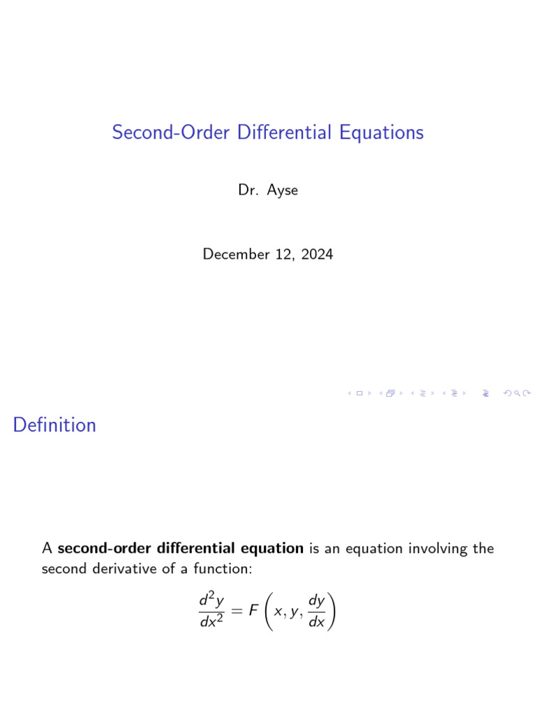 4. Second Order Differential Equations Slide (1) | PDF | Equations ...