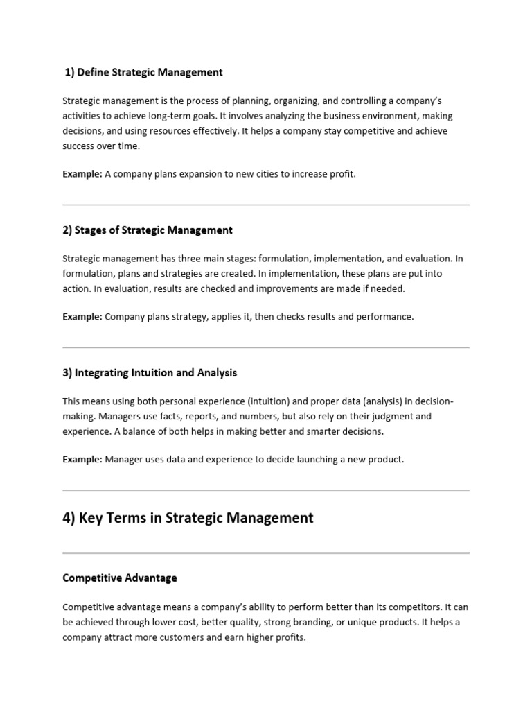 Strategic Management Notes for Mid | PDF | Strategic Management | Marketing