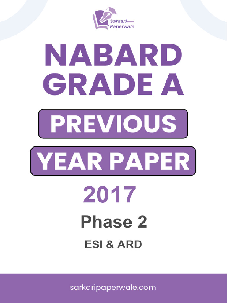 NABARD Grade a 2017 Phase 2 ESI & ARD Previous Year Paper | PDF | Cost ...