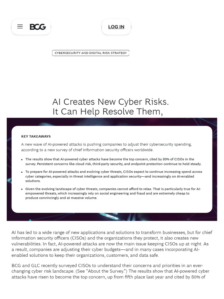 AI Creates New Cyber Risks. It Can Resolve Them Too | BCG | PDF ...