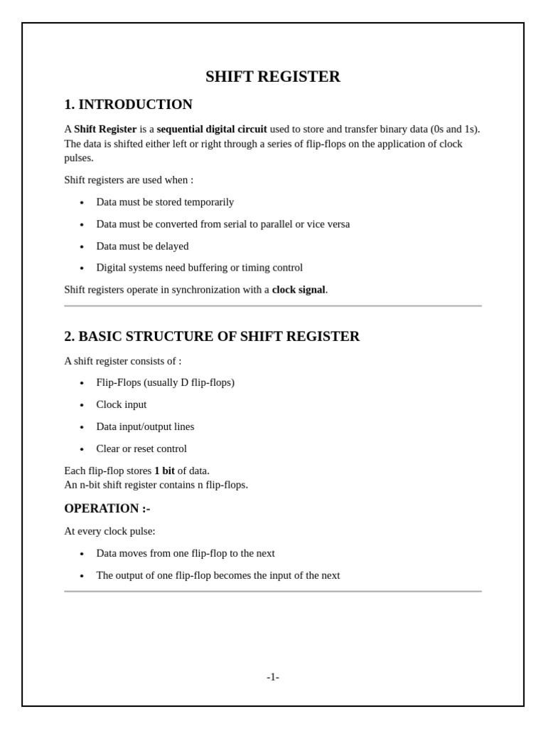 Shift Register | PDF | Digital Electronics | Integrated Circuit
