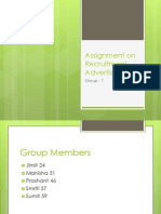 Assignment On Recruitment Advertisment: Group - 7