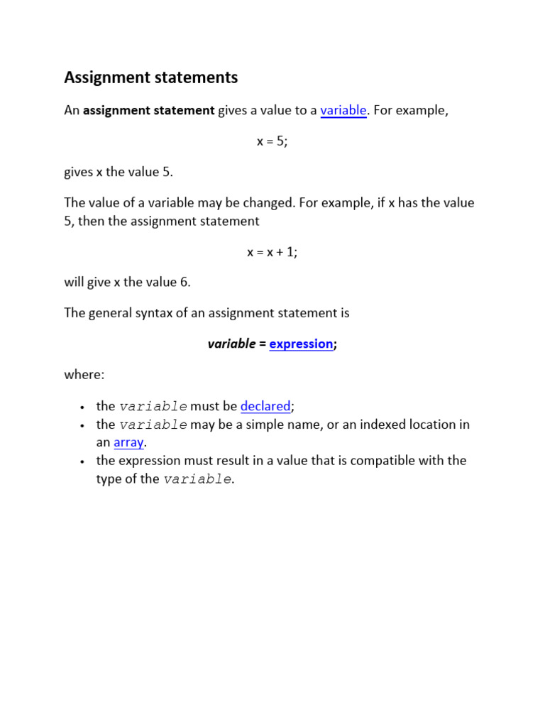 2.4 Assignment Statements | PDF