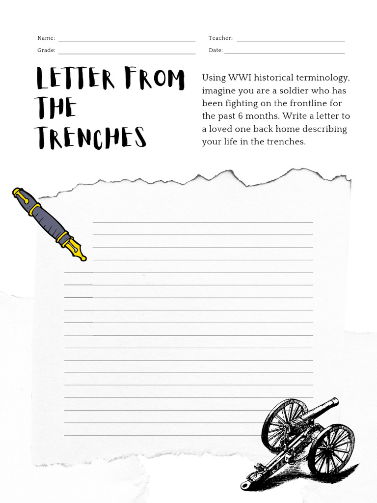 WWI Trenches Letter Worksheet | PDF