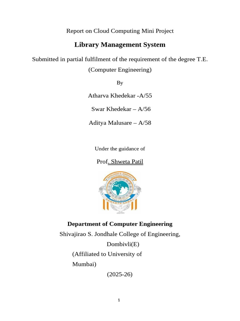 CC Report (Library Management System) | PDF | Databases | Cloud Computing