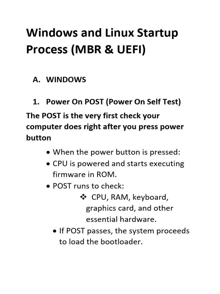 Windows and Linux Startup Process | PDF | Booting | Classes Of Computers