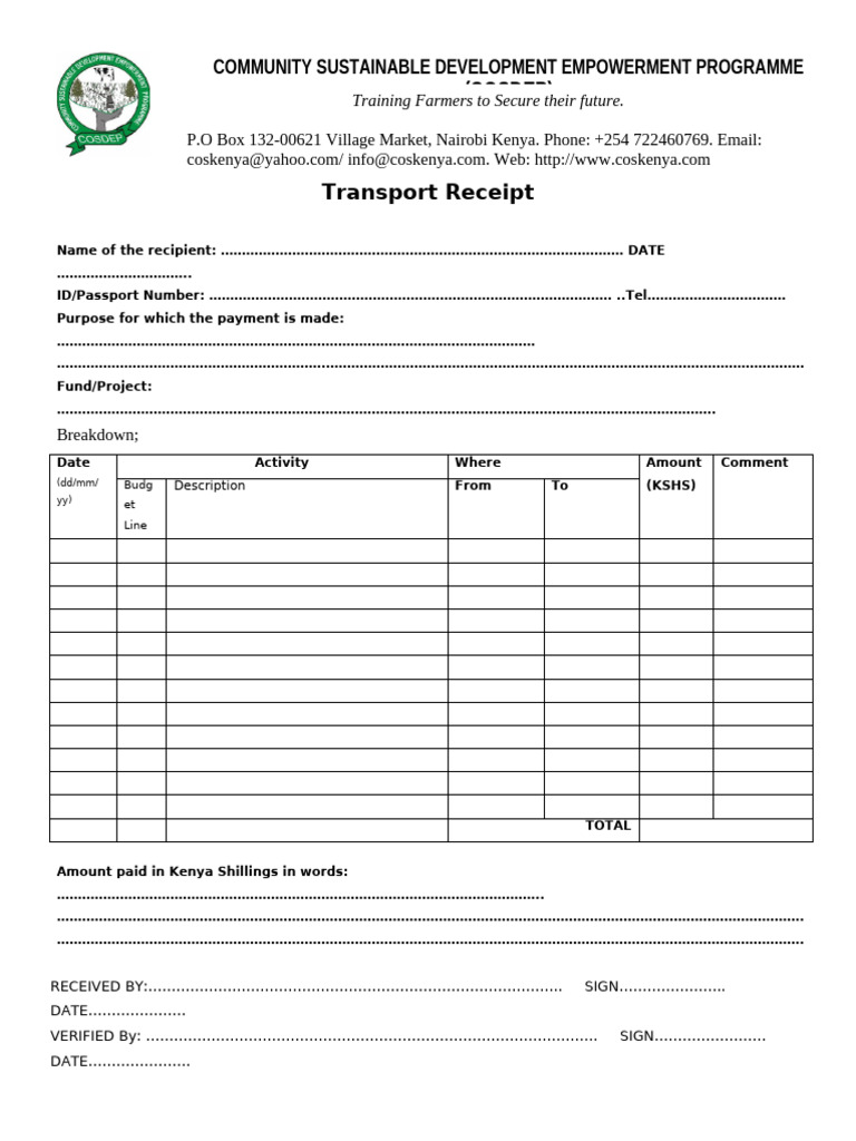 Transport Receipt 1 | PDF