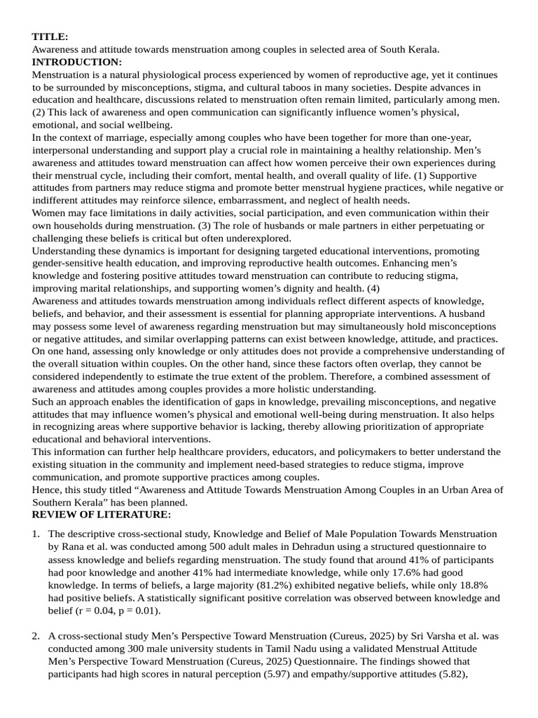 Proposal Group a Team a2 Final Reviewed Anjum | PDF | Menstruation ...
