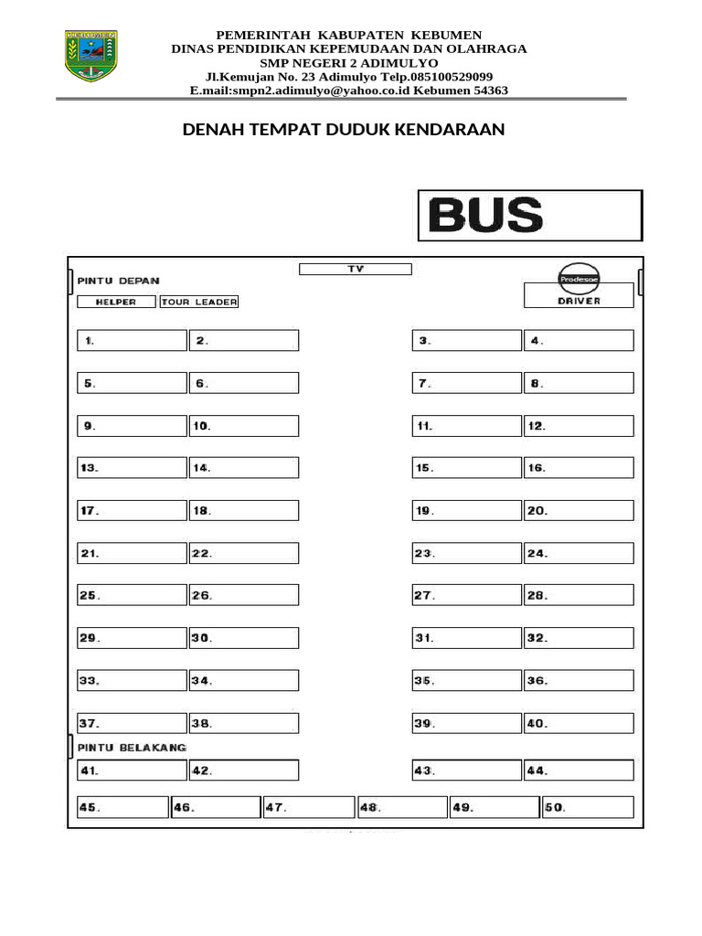 Denah BUS Outing Class 25-26 | PDF