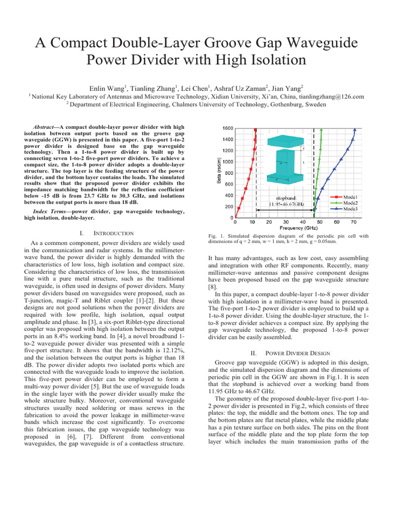 A Compact Double-Layer Groove Gap Waveguide Power Divider With High ...