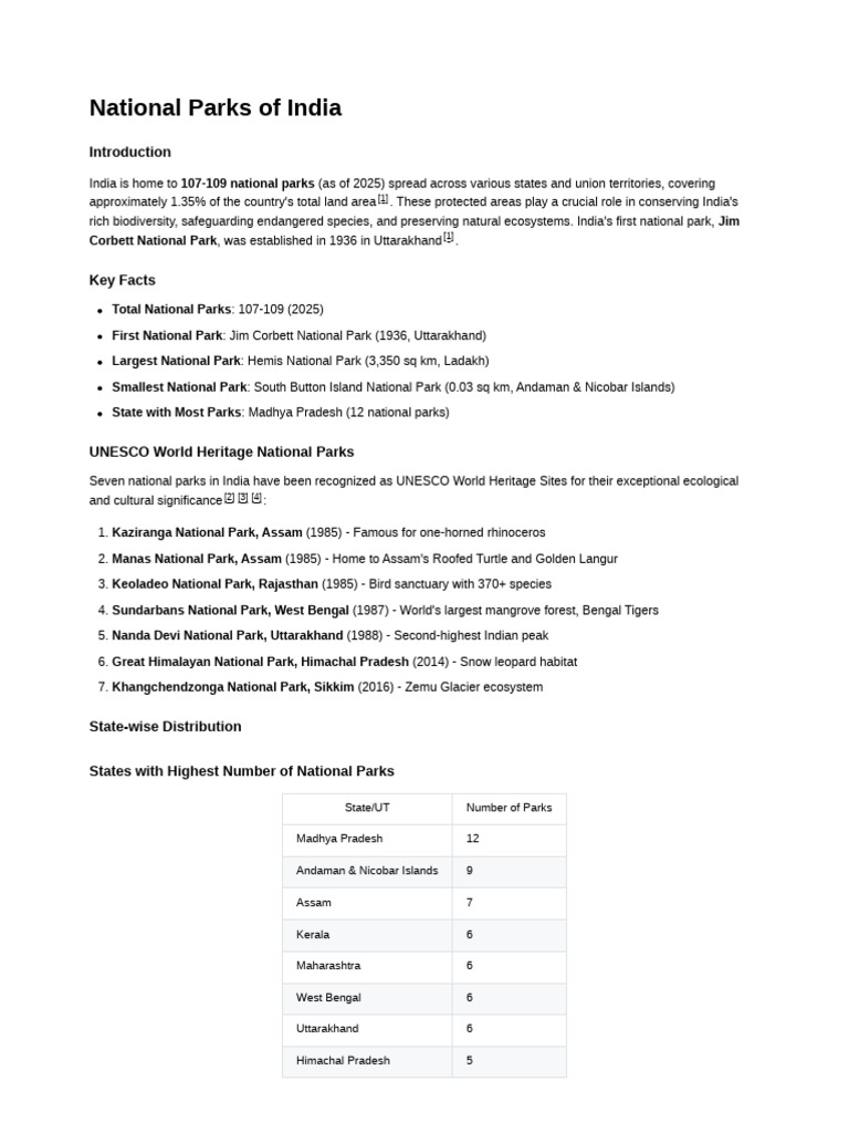 National Parks India | PDF | Conservation Biology | Environmental ...