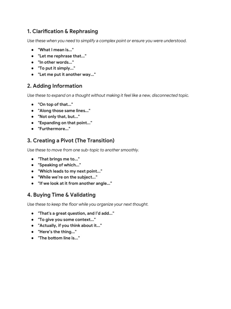 Conversation Flow Phrases for Sergio | PDF
