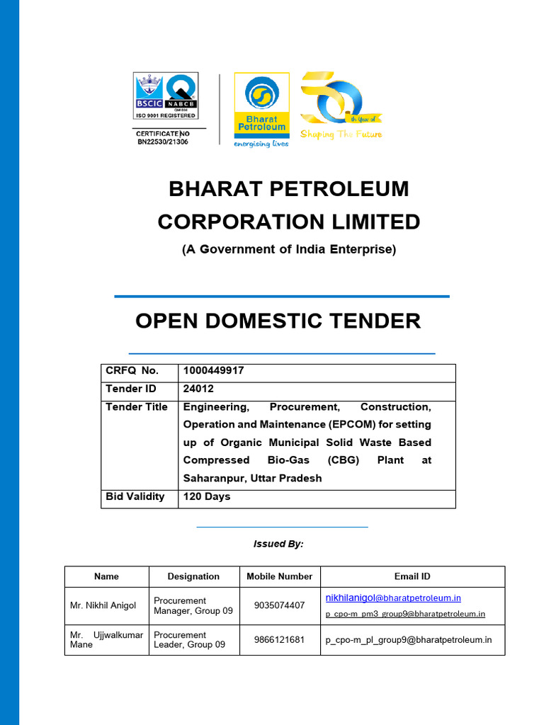 BPCL Tender | PDF | Net Present Value | Audit