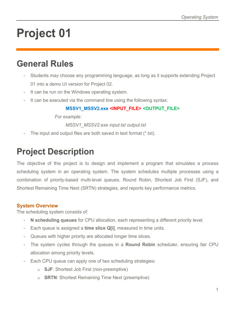 Lab 01 | PDF | Scheduling (Computing) | Operating System