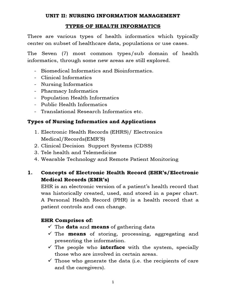 Types of Health Informatics (1) | PDF