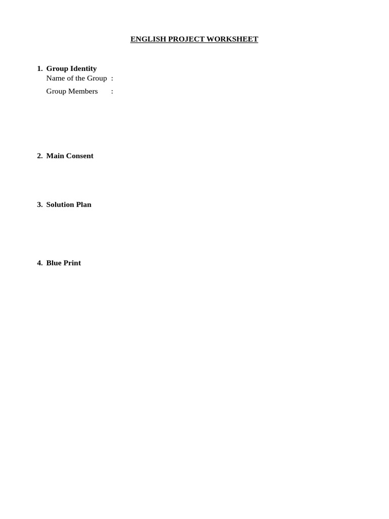 English Project Worksheet | PDF