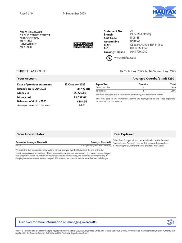 Nov Statement 9 2025-4 Compressed | PDF | Overdraft | Transaction Account
