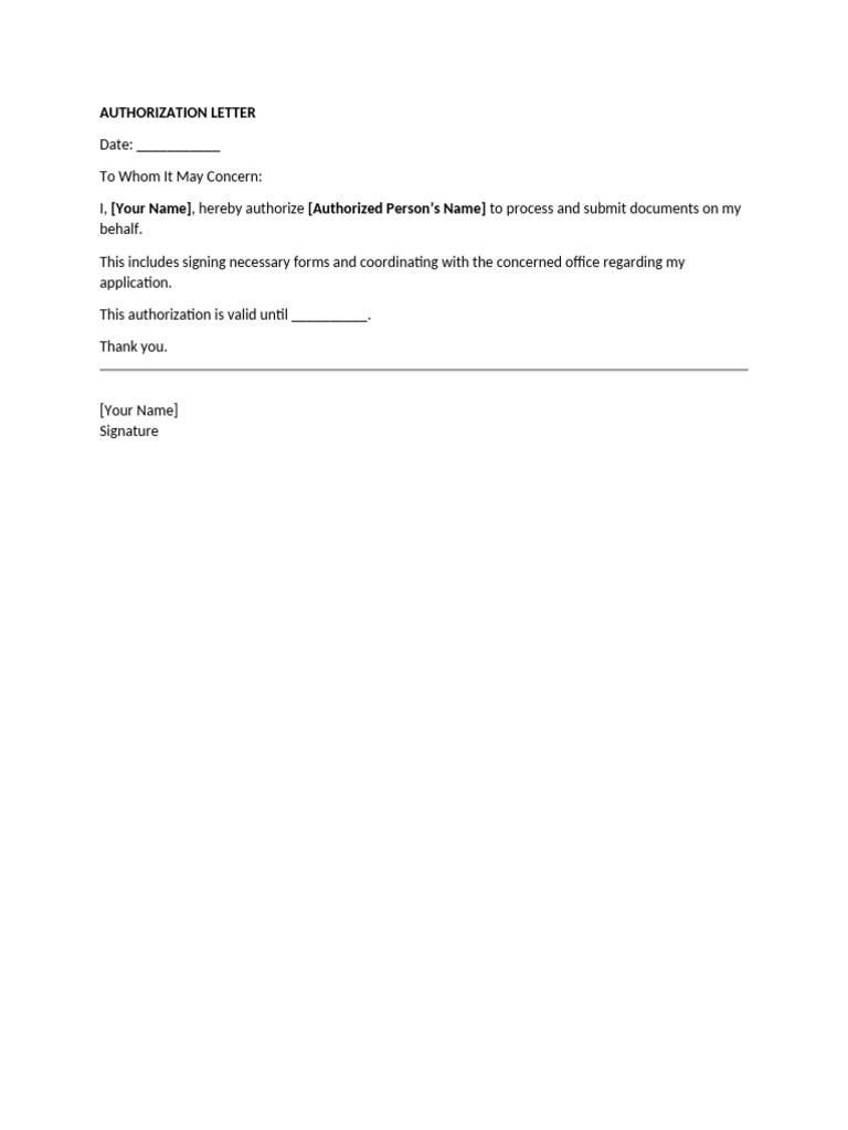 Sample Authorization Letter | PDF