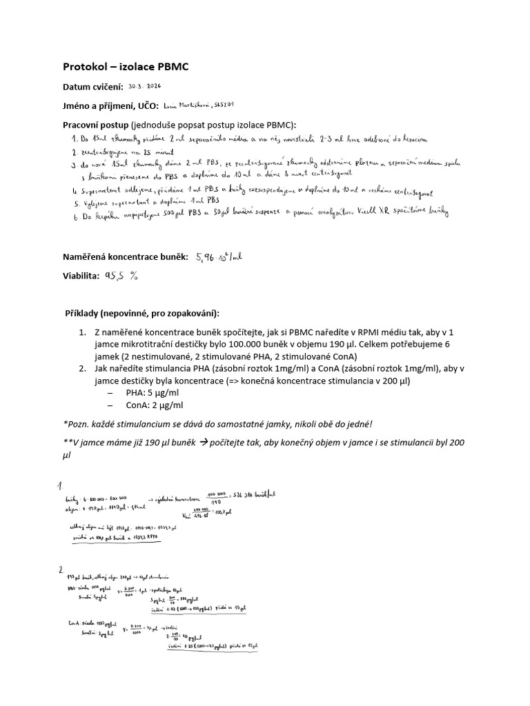 Protokol Separace PBMC Proliferace | PDF