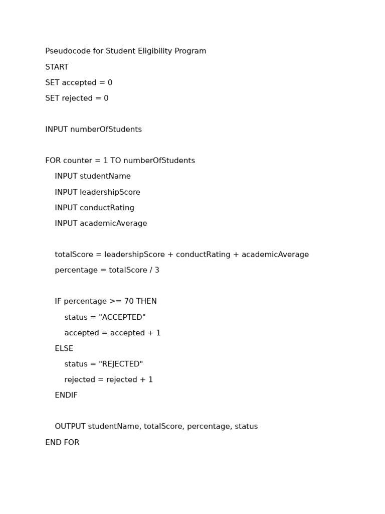 Pseudocode It Sba Final | PDF | Iteration | Mathematics